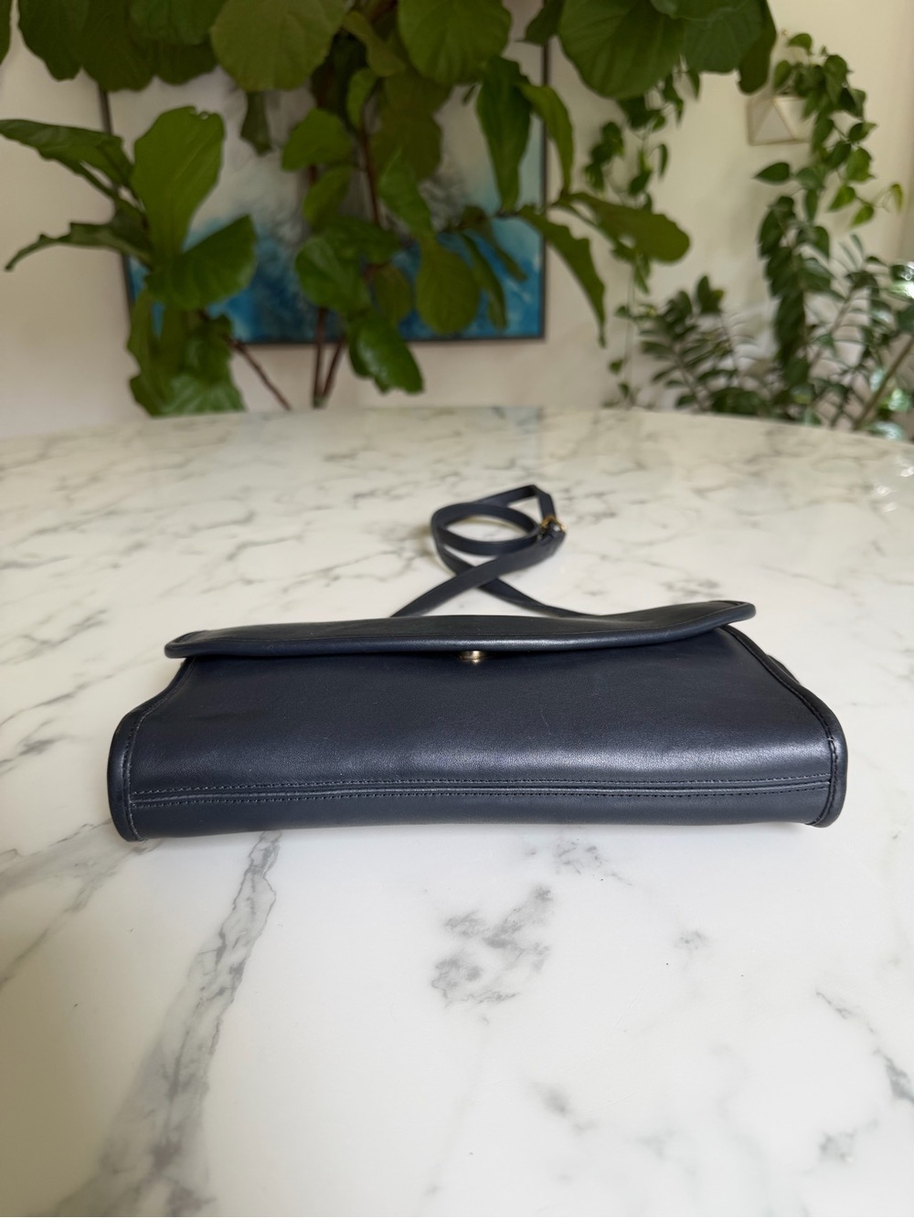 Coach Vintage Sterling Envelope Clutch Crossbody Bag 9945 Navy Blue Leather 90s - Picture 9 of 16